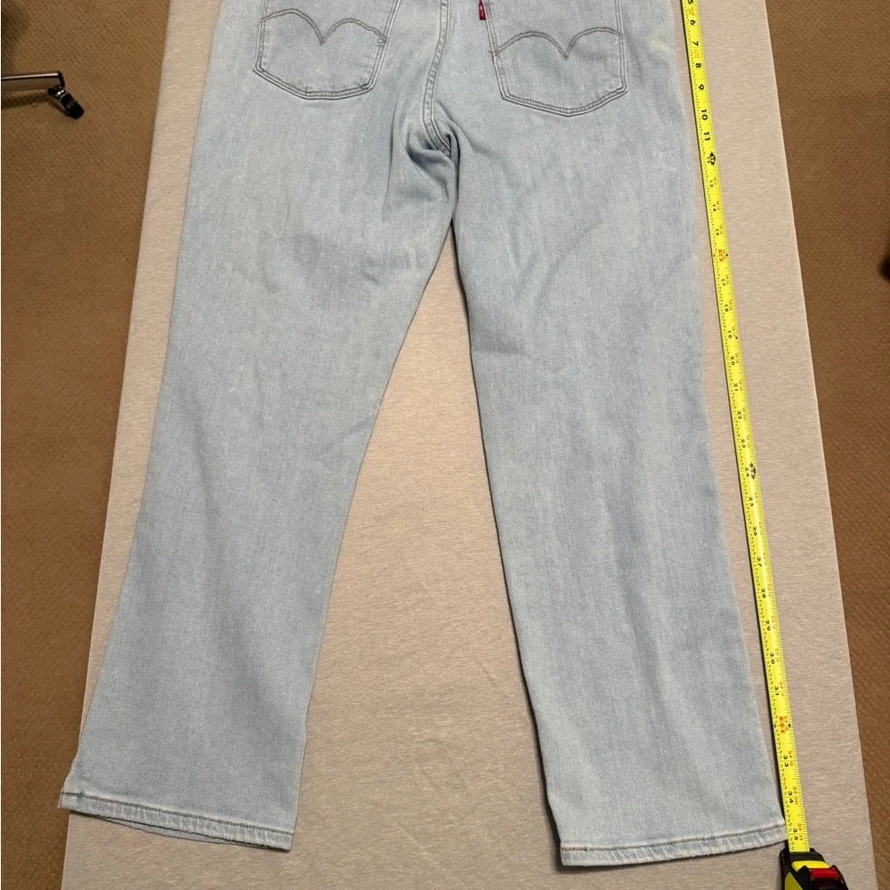 Levi’s 724 Jeans High Rise Straight Crop Light Blue Distressed Size 32